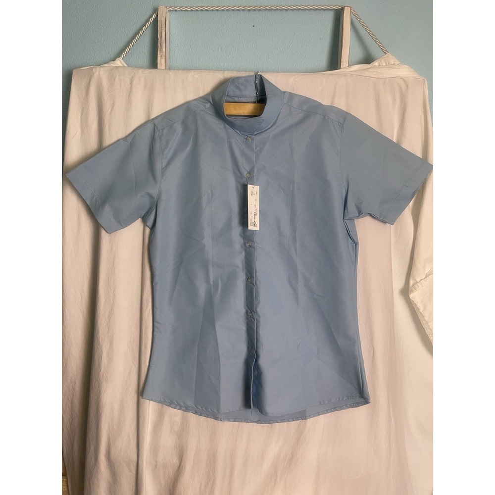 Tuff Rider women's light blue short sleeve button-down show shirt size XL NWT